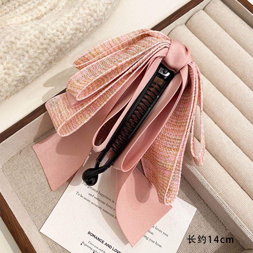 Korean Style Bow Vertical Clip Hairpin Bowknot Hair Clip Cute Cloth Banana Clip  Women