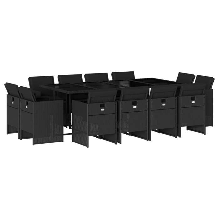 VidaXL Ensemble à manger de jardin 13 pcs coussins noir résine tressée 3277806