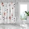 1 Piece Of 180X180Cm Pink Ink Floral Digital Printing Shower Curtain Partition, Bathroom Waterproof And Mold Resistant