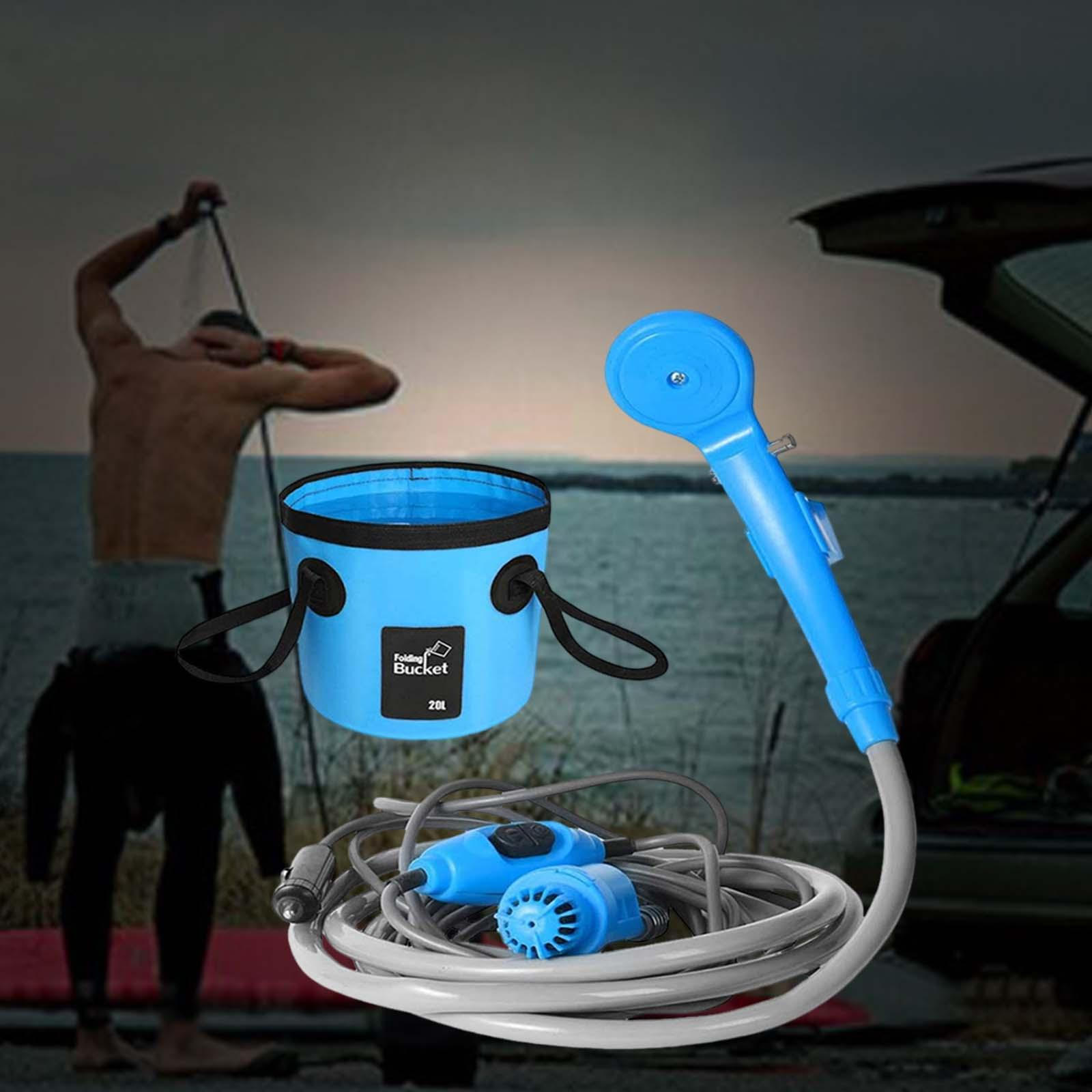 

Портативный насос для душа и кемпинга, удобный для использования на открытом воздухе с USB-накопителем и ведром для кемпинга синий