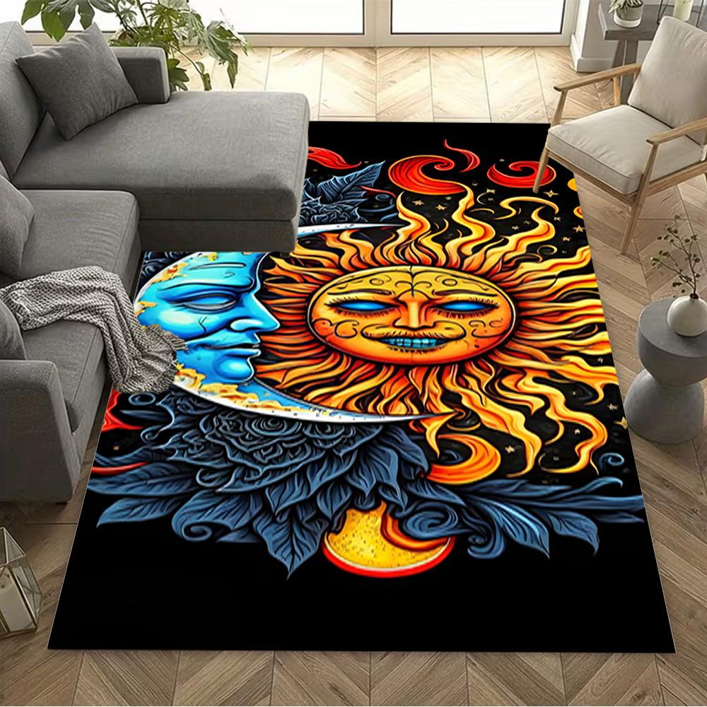Sun and Moon Design Rug Home Carpet Non Slip Office Decor Gift Living Room Bedroom