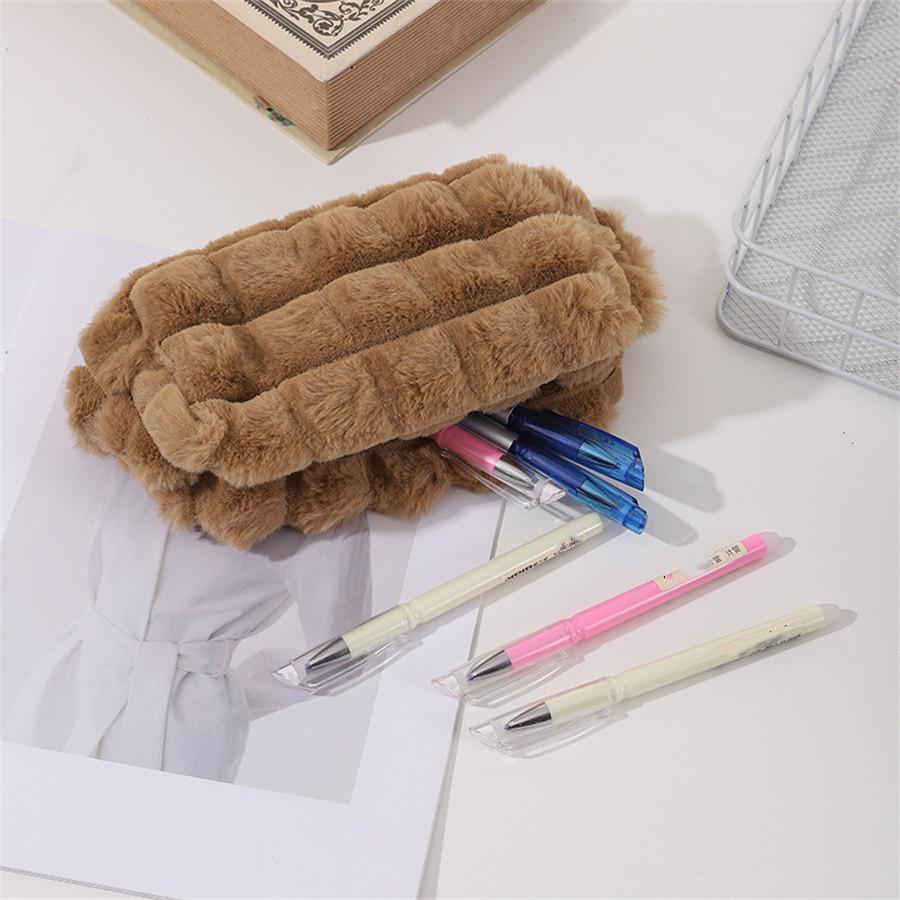 Cute Plush Travel Cosmetic Lipstick Brush Storage Bag Toiletry Kit Women Kawaii Makeup Handbags Organizer Pouch Bags Pencil Case