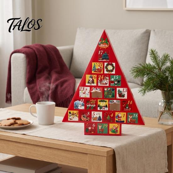 Holiday Surprising Box Christmas Tree Advent Calendar Box, DIY Shaped Paper Hole Punch Children Present Container Gift Fillable Countdown for