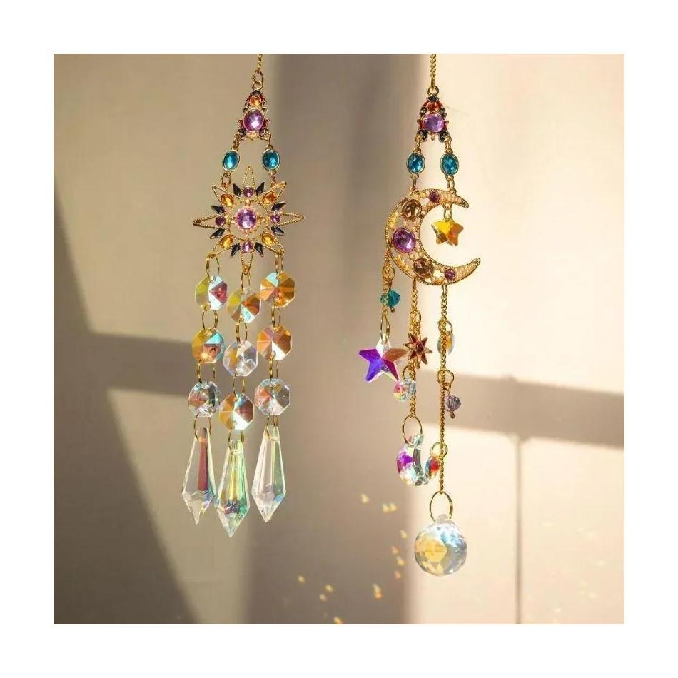 Window Prisms Rainbow Wind Chimes Sun Moon Hanging Light Catcher Garden Craft Decor Tools Creative Fashion New Crystal Pendant