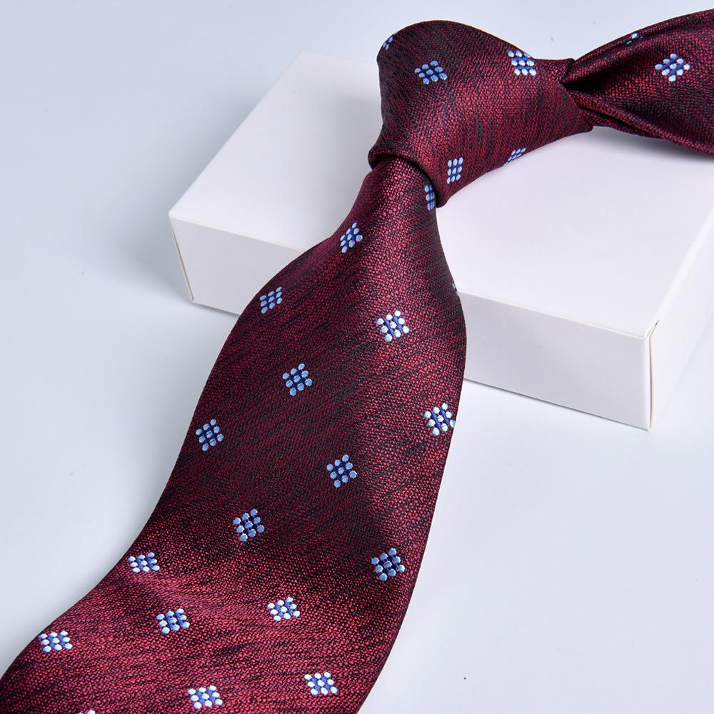 Men's Burgundy Striped Jacquard Formal Business Tie, 8cm Handmade Tie Decoration