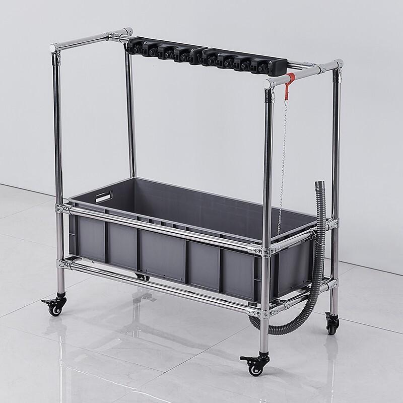 Stainless Steel Mobile Mop Sink with Integrated Storage