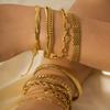 European and American Ins-Style Titanium Steel Bracelet 18K Gold Double-Layer Cuban Chain Flat Snake Chain Stainless Steel Jewelry Bracelet for Women