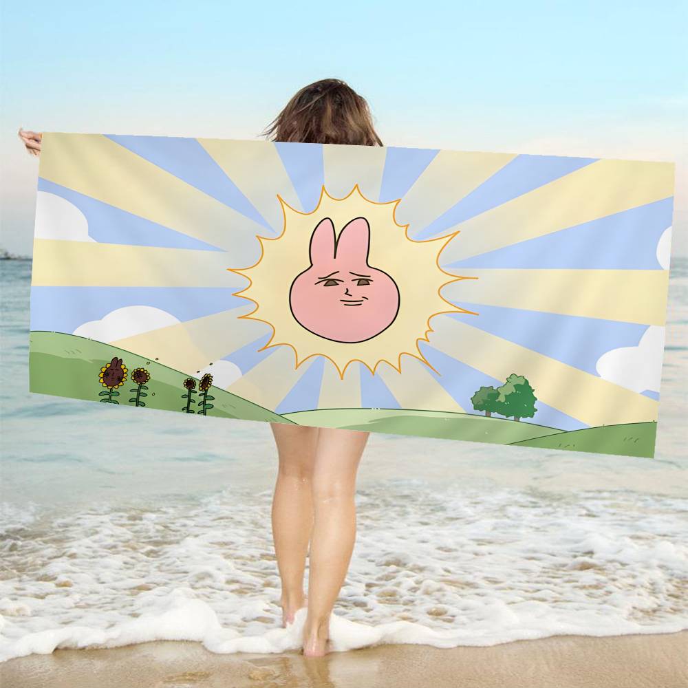 My F-Friend Pink Rabbit Funny Anime Beach Towel Colorful Bath Towels For Girl Microfiber Quick Dry Custom Sand Free Beach