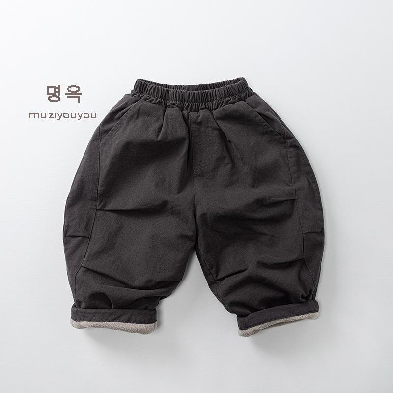 Kids Thick Fleece Warm Loose Casual Wide Leg Pants For Boys And Girls