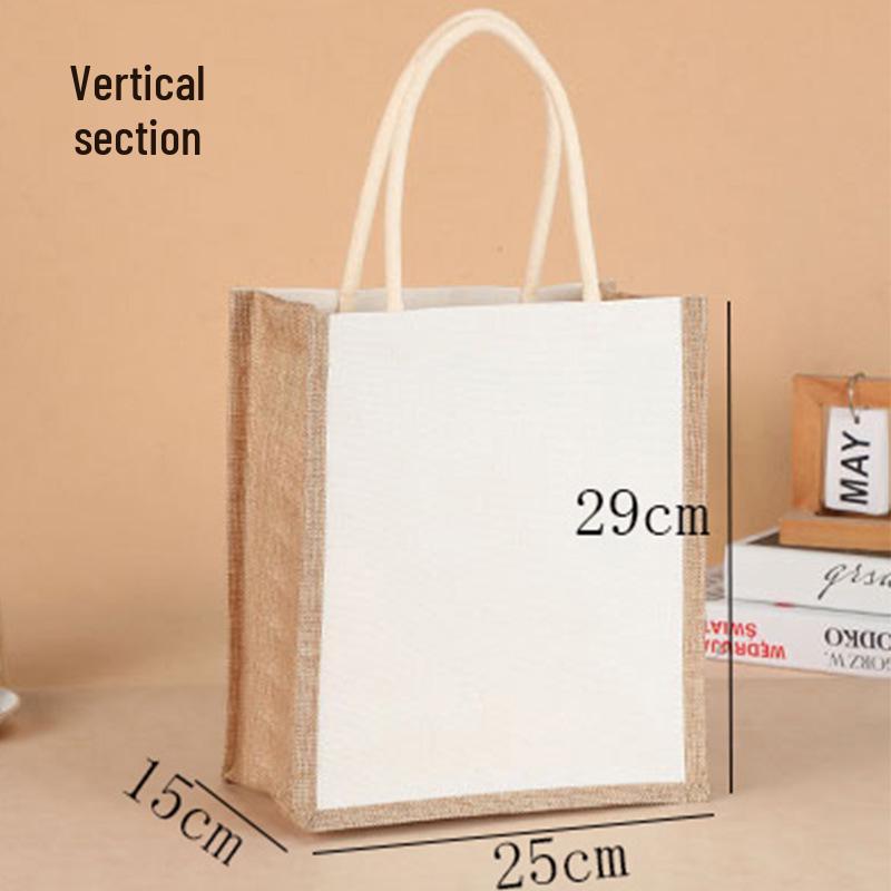 Hand-Painted Muji Jute Burlap Tote Bag for Christmas