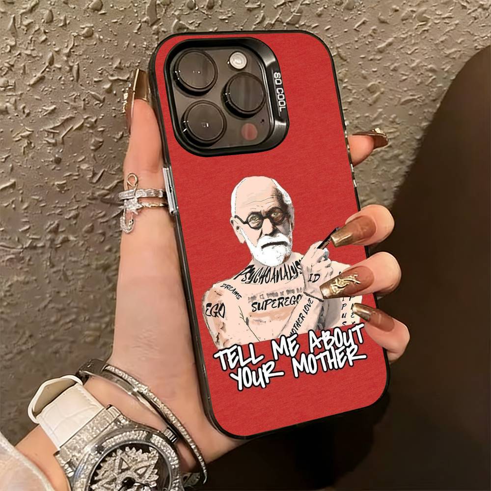 

Sigmund Freud Psychoanalysis Phone Case For iPhone 17,16,15,14,13,12,11 Plus,Pro Max,XS,Colorful Silver Phone case Funda Cover iPhone15promax