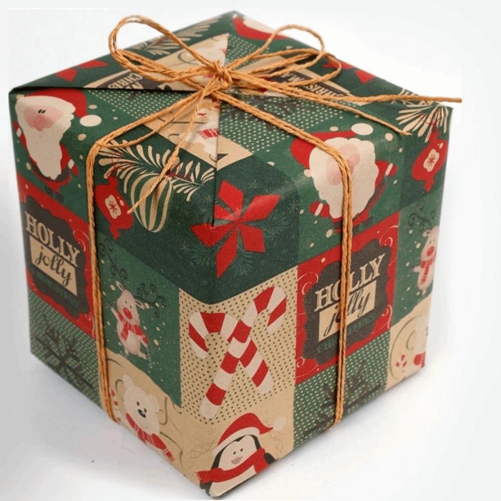 Santa Claus Christmas Wrapping Paper Kraft Paper Present Box Packing Eco-friendly Wrapper  Xmas