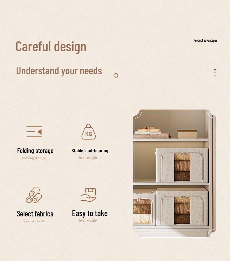 Tianshan Foldable Cotton & Linen Narrow Wardrobe Organizer Basket