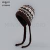 Adjustable vintage jacquard ethnic style women's autumn and winter tie-back ear-protecting knitted warm versatile beanie hat