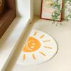Bright Sun Print Half Round Floor Mat Non Slip Absorbent Plush Doormat For Bathroom Door Bedroom Balcony Home Decoration
