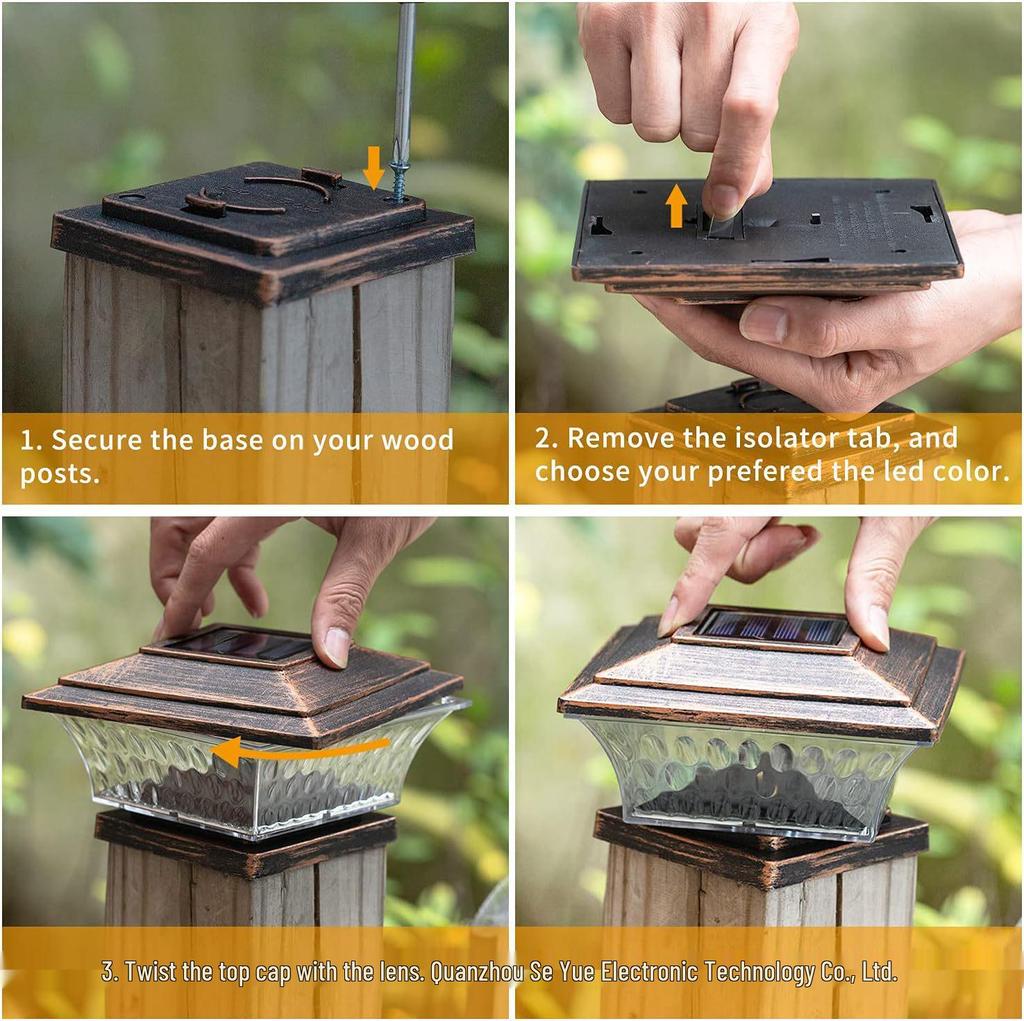 Dual Color Solar Garden Pillar Lights – Waterproof Chinese Retro Style for Fence and Gate Posts