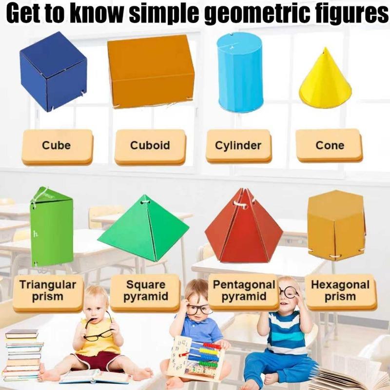 Pull String 3D Geometry Learning Book,3D Geometry Learning Book,Geometrys for Beginners with 9/12/15 Solids Geometric Models (3SET)