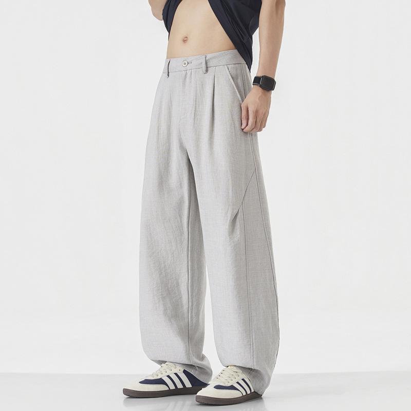 Einfache lässige weite Hosen Herren Frühling und Sommer Neu Locker Gerade Vielseitig Leinenhosen Herren
