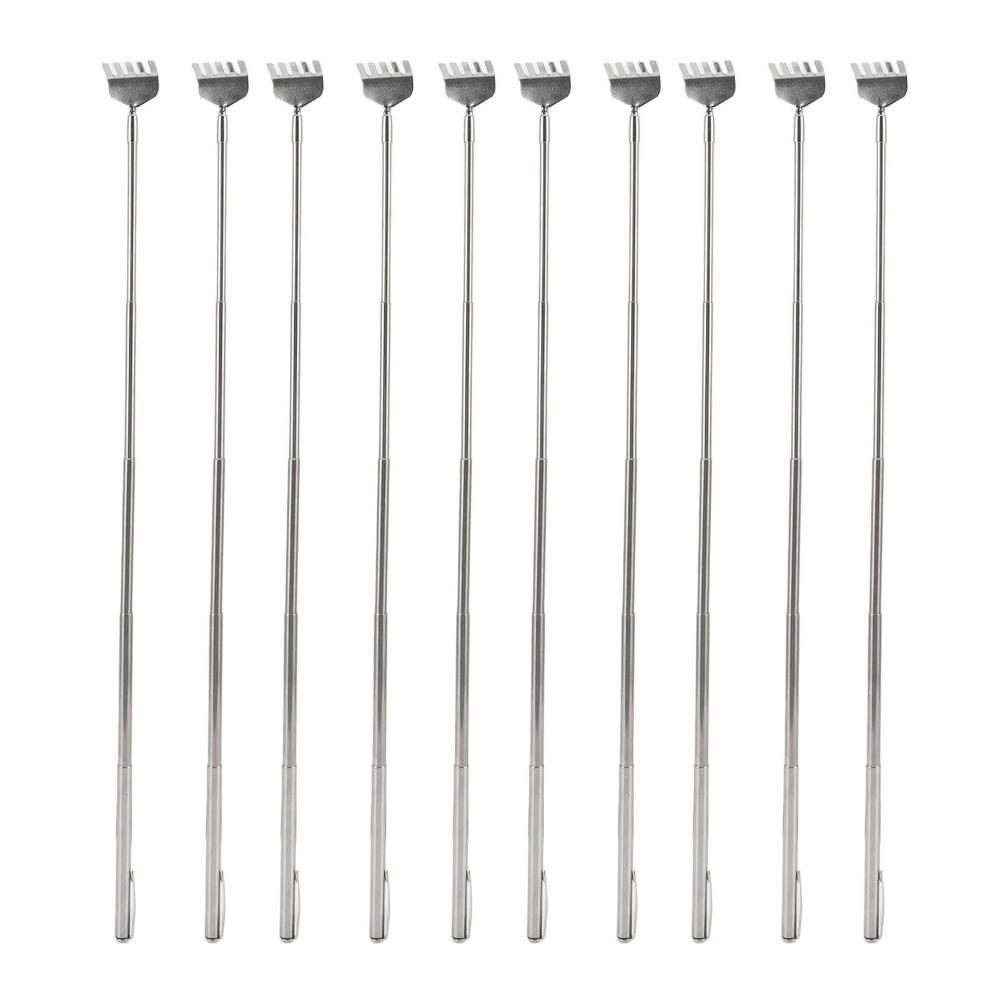 10Pcs Stainless Steel Back Scratcher with Pen Clip Retractable Telescopic Tool Mini Eco-friendly Handheld Massager Travel Use