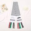 Sciarpa Araba Bianco Nero Frange Colorate Stole Sottili Lunghe Arabe Elementi Etnici Pareo Moda Unisex Foulard in Poliestere