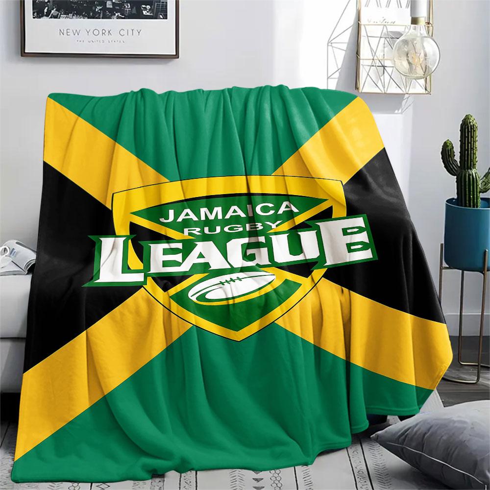 1PC Jamaica Rugby League Patterned Flannel Blanket Suitable For All Seasons for Home Decor Warmth and Comfort Gifts Holiday Present