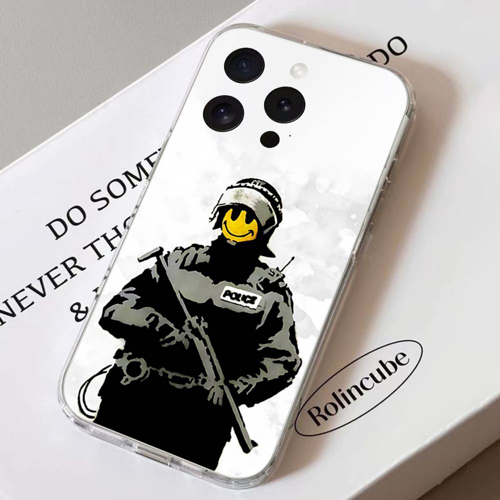 Graffiti Artist B-Banksy-S Phone Case Soft Transparent Case For IPhone 17 16 15 14 13 12 11 Pro Max Mini Plus Shockproof Cover C
