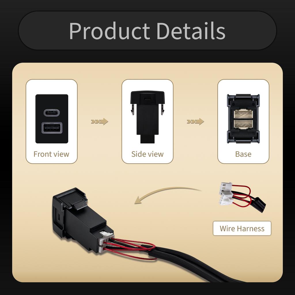 Dual USB Charger Type C PD Outlet Adapter for Suzuki Jimny 1998-2018 Grand Vitara / ESCUDO 1998-2005 Blank Push Switch Socket