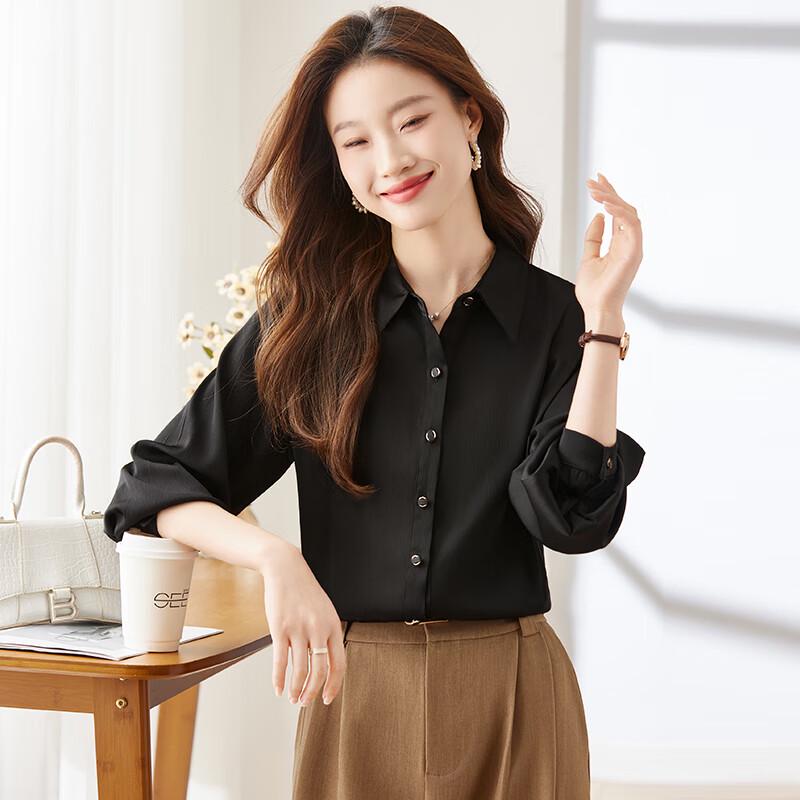 Women s French-Style Long-Sleeve Button-Up Blouse M