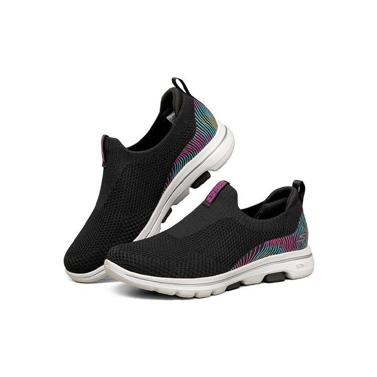 Skechers Go Walk Fabric Comfortable Slip-On Breathable Low-Top Casual Shoes Women sneakers Black 124240-BKMT