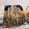 1PC Desert Mountain  Print FlAannel Blanket, High Quality Comfortable for All Seasons, Home Decor, Warmth and Comfort