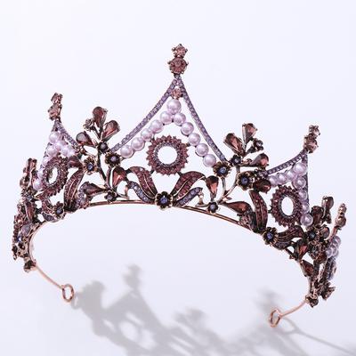 Neue beliebte retro schwarze Tiara Krone Wald Blatt eingelegt mit Kristall Barock Braut Diamant Krone