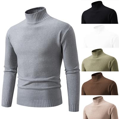 Autumn And Winter Men'S Solid Color Sweater Knitted Sweater Semi-Turtleneck British Casual Fashion Sweater Men'S Bottoming Shirt