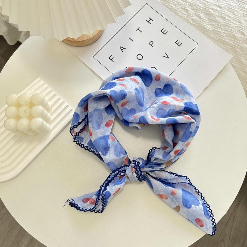 

70cm Cotton Handkerchief Women Bandana Head Hijab Scarfs Floral Print Kerchief Square Hair Scarfs Cute Headband Neck Tie Scarf 70x70cm
