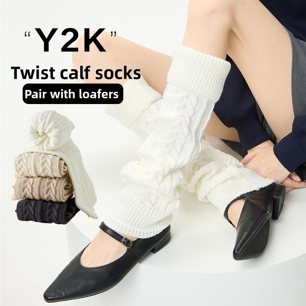 Retro Socks Paired with Mary Jane Shoes, Thick and Warm Twisted Calf Socks, Pile Socks for Women