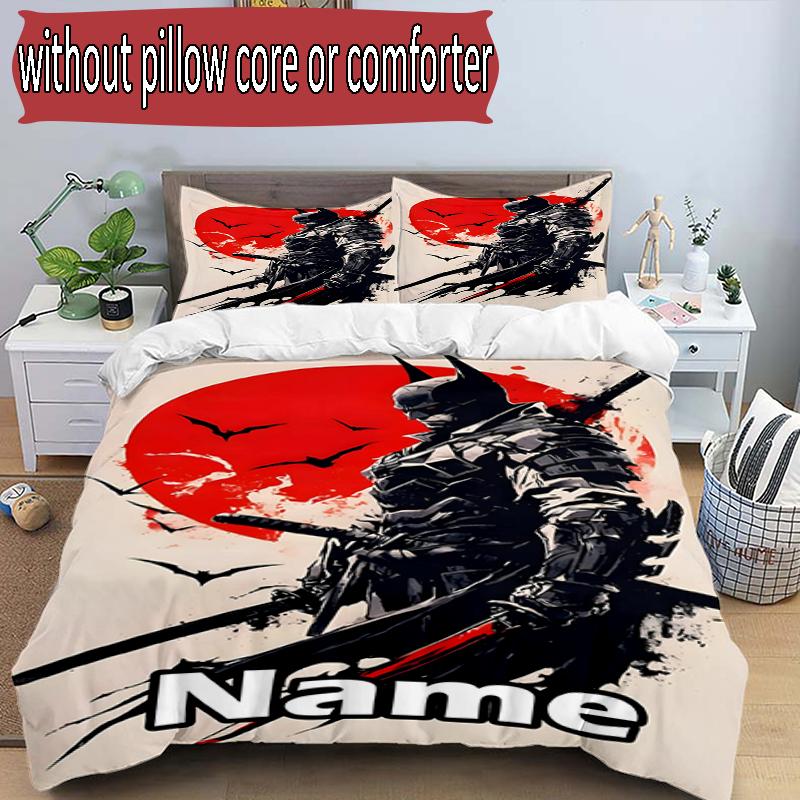 3pcs Duvet Cover Set (1*Duvet Cover + 2*Pillowcase, Without Core), Custom Name Batman Pattern Bedding Set, Home Bedroom Decor Gift