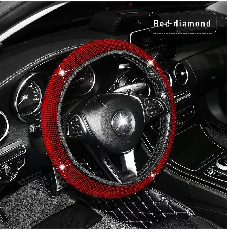 Bling Bling Diamond Rhinestones Car Steering Wheel Cover 37/38cm Auto Interior Accessories Women Case Car Styling Four Seasons