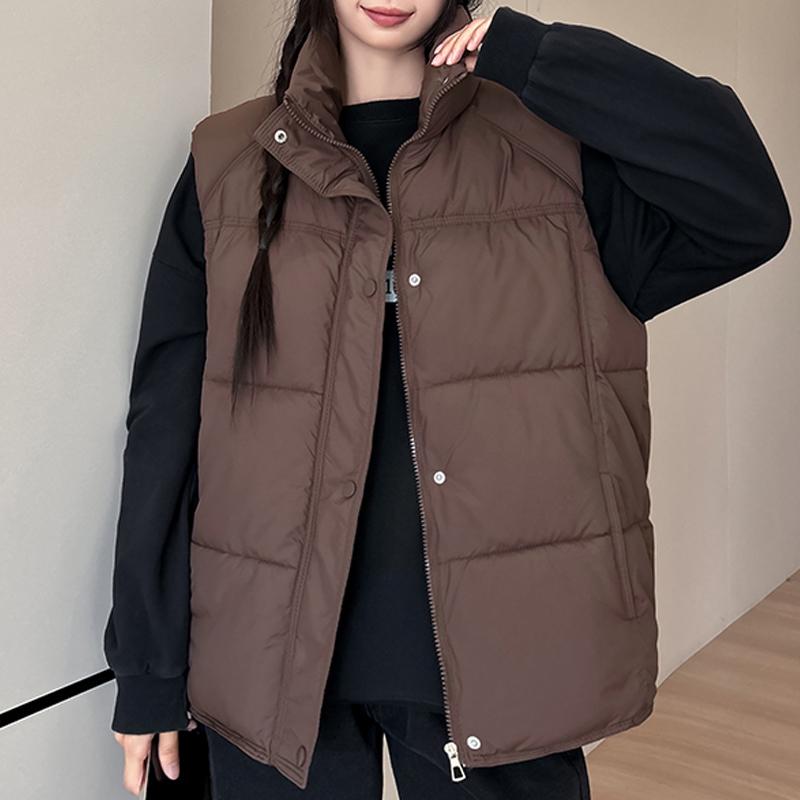 

Модный зимний теплый жилет женский верхняя одежда без рукавов парка повседневный толстый женские куртки 2XL коричневый