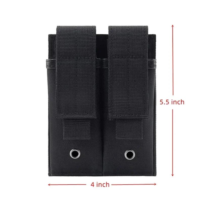 Tactical Double Pistol Mag Pouch Outdoor Molle Open-Top Magazine Pouch Flashlight Holder Attachment Package Hunting Accessories