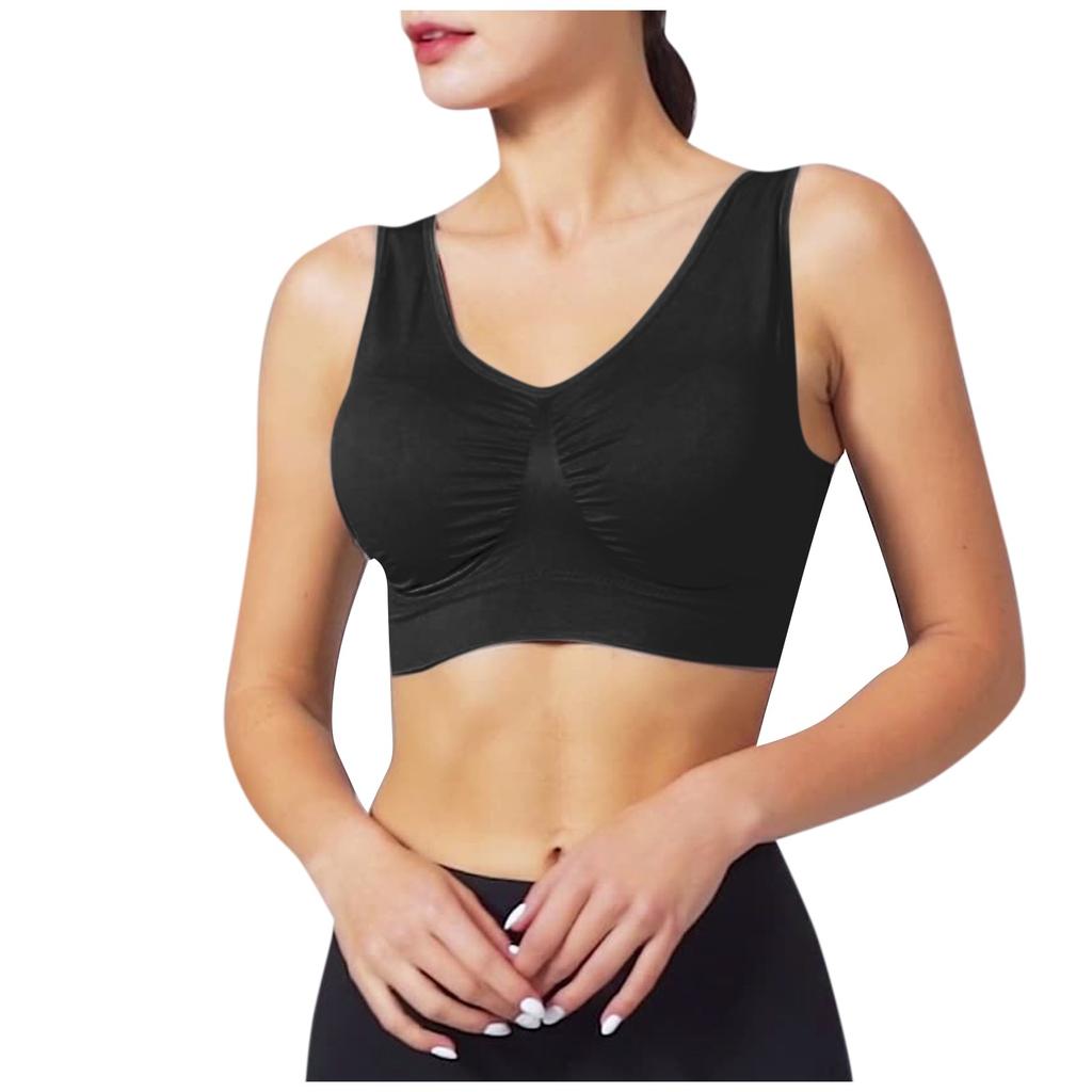 Wireless Padded Bra for Women Seamless Comfort Stretch Fabric Soft Support Vest Style Bra with Removable Pads No Underwire