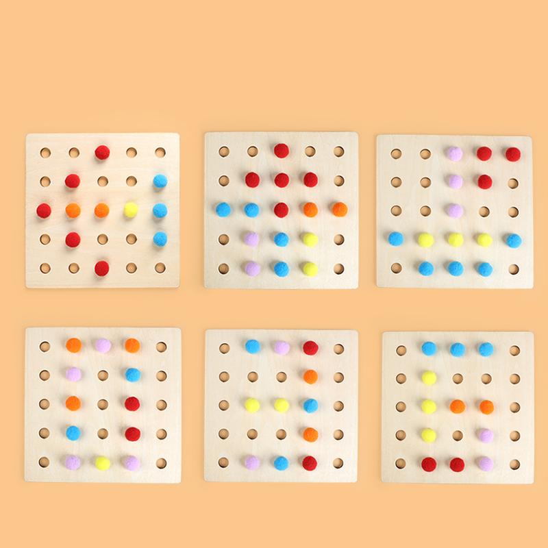 Wooden Montessori Color Sorting Matching Clip Beads Toy  Fine Motor Training Early Learning Educational Games For Children Kids