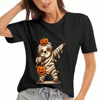 Halloween Boo Crew Unisex Baumwoll-T-Shirt, Premium-Baumwolle mit Grafikdruck, Langlebig, Lässig & Modisch, Süße Cartoon-Monster, Mumie, Kürbis, Sensenmann