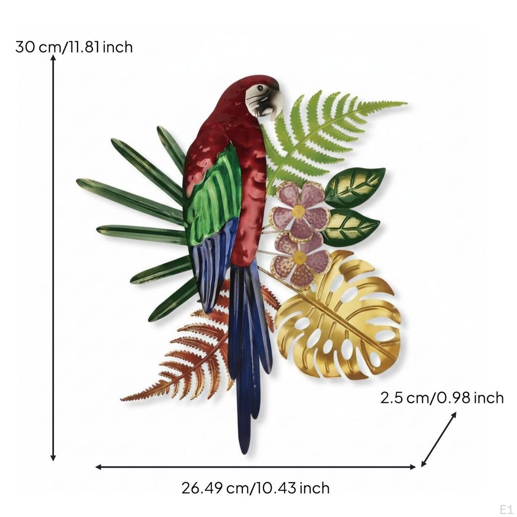 Layered Metal Parrot Painted Tropical Wall Art Multicolor