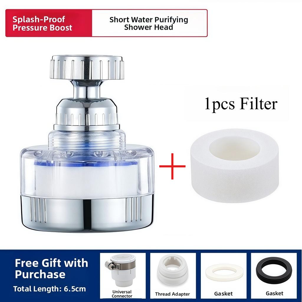 Stainless Steel Kitchen Faucet with 360 Degree Rotation Stream Sprayer Splash Proof Filter Tap Sink Household Accessory Connecto