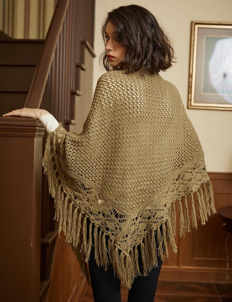 BEAUTELICATE Tassel Knit Solid Triangle Perfect for and Perfect for Cold Sage Green Women's Scarf, Large, Thick, Color, Shawl, Indoors, Office, Dates,