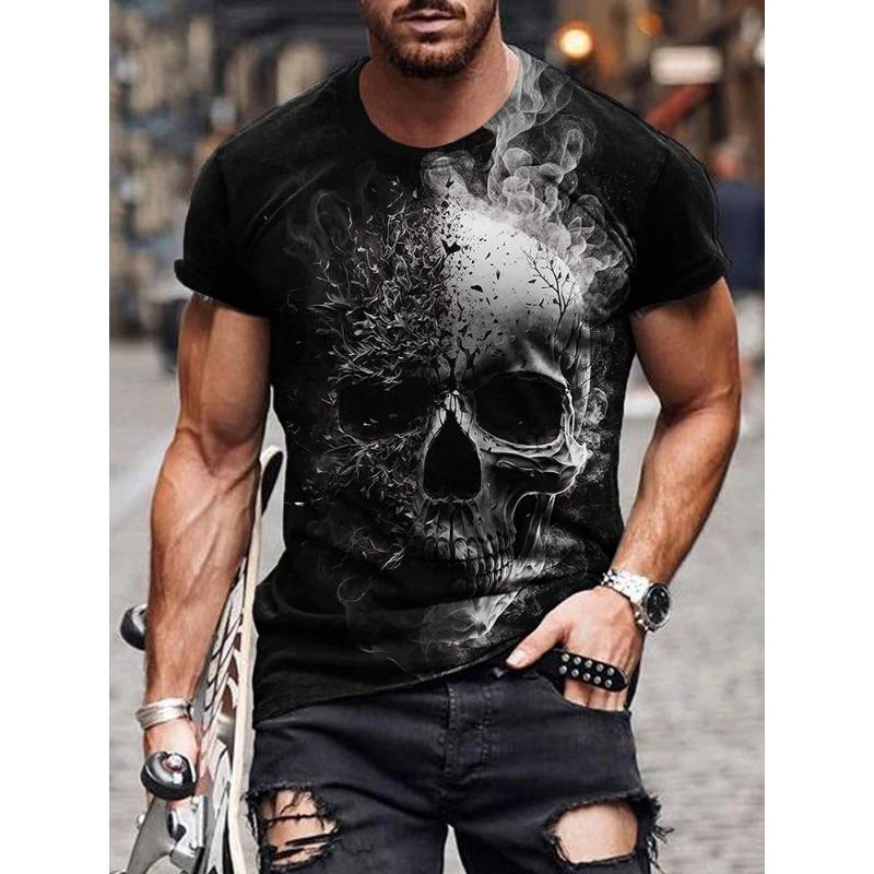 Tricou pentru bărbați Summer Everyday Street Tricou bărbați cu imprimeu cu cranii Top casual cu mâneci scurte Sport în aer liber Moda tricou bărbați