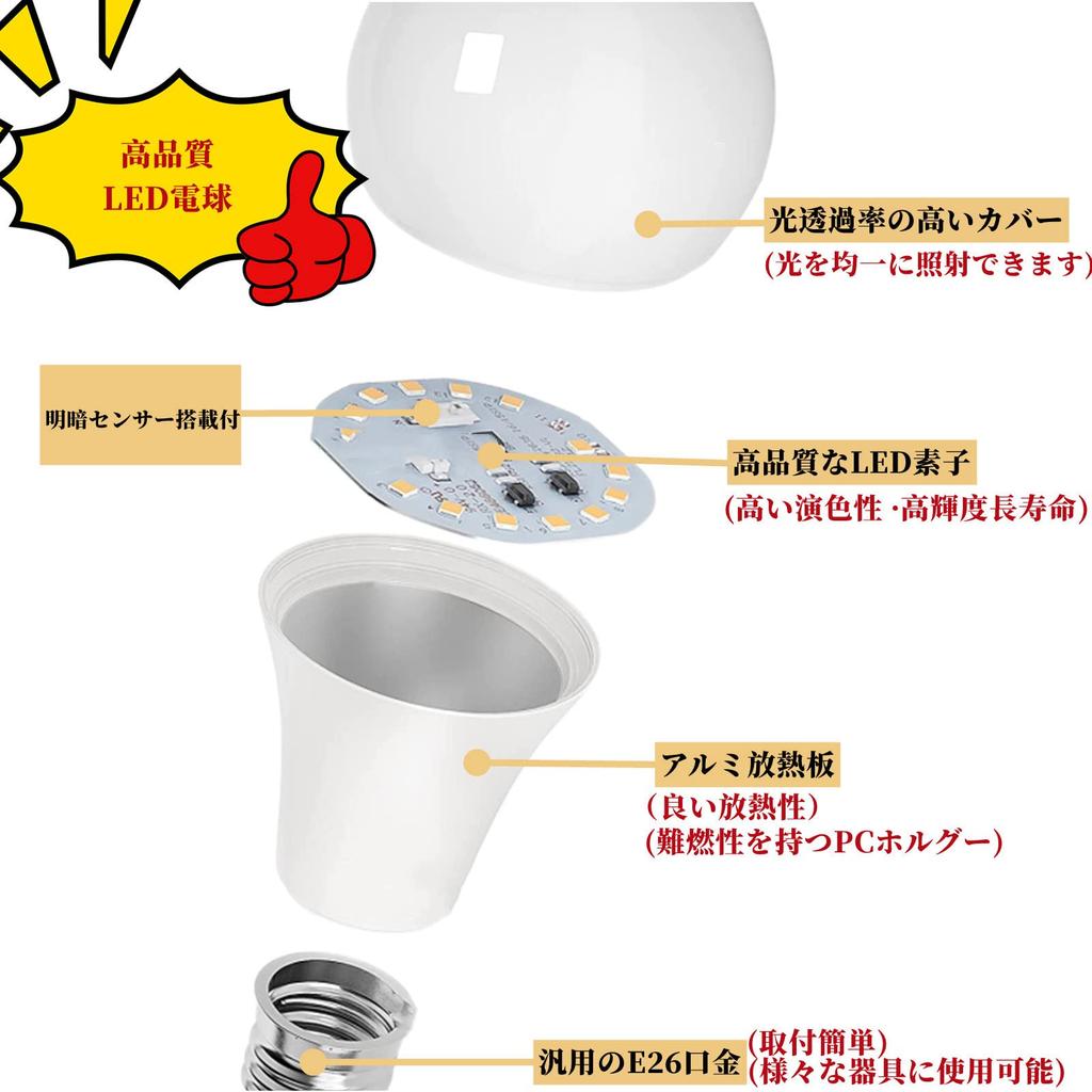 LED Light Bulb with Light Sensor (No Human Body Detection), Night Light, Automatically Turns On When Dark and Off When Bright, E26 Base (9W) (Warm