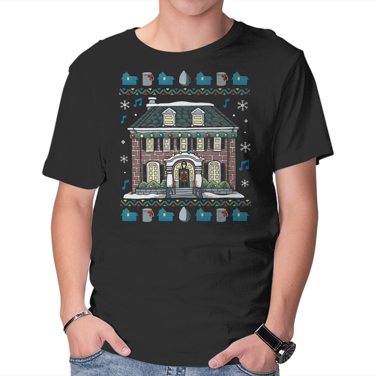 Unisex Crew Neck T-Shirt Christmas Alone Graphic Short Sleeve Casual Tee XL