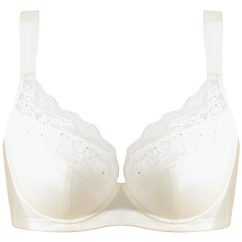 Large size seamless satin underwear women's adjustment type gathering anti-sagging, closing breasts, upper support, large chest, small bra cover, thin