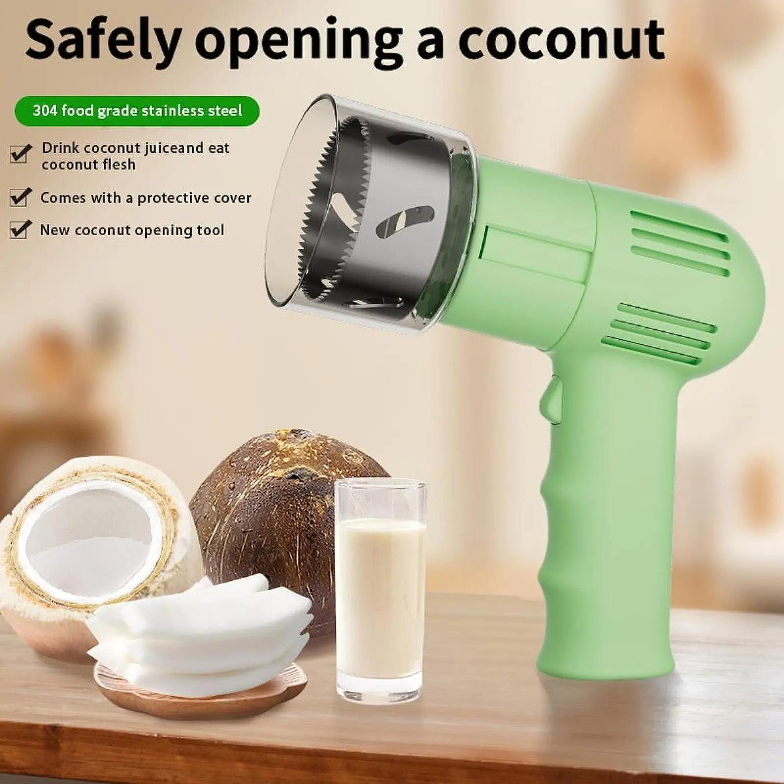 

New Handheld Electric Coconut Shell Opener Coconut Mouth Opener Hard Shell Coconut Punch Open Lid Tool Quick Opening зелений