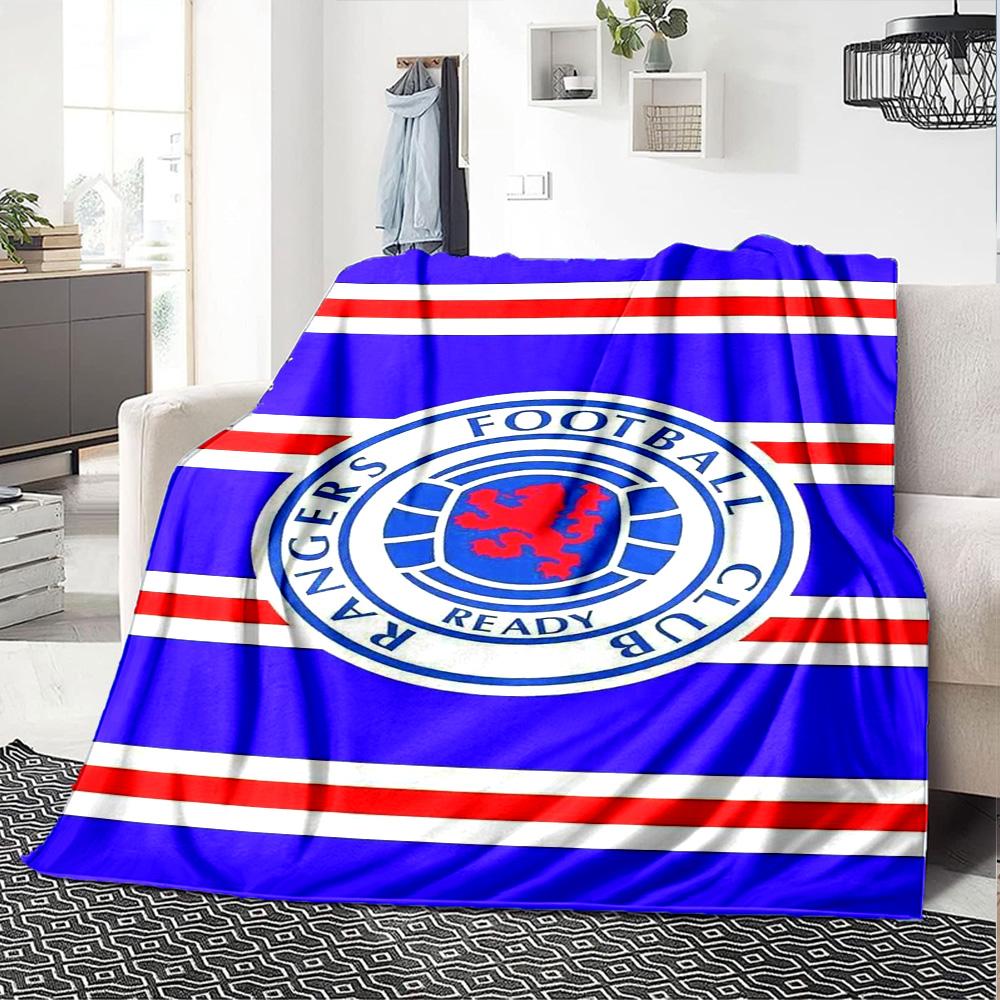 Rangers FC Print Flannel Blanket High Quality Warm Comfortable Cover for All Seasons Perfect for Gifts Home Decor